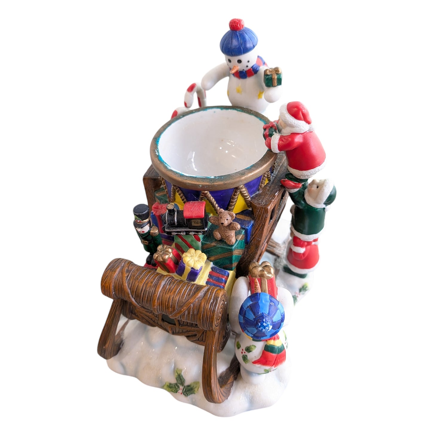 Large Ceramic Sled with Snowman