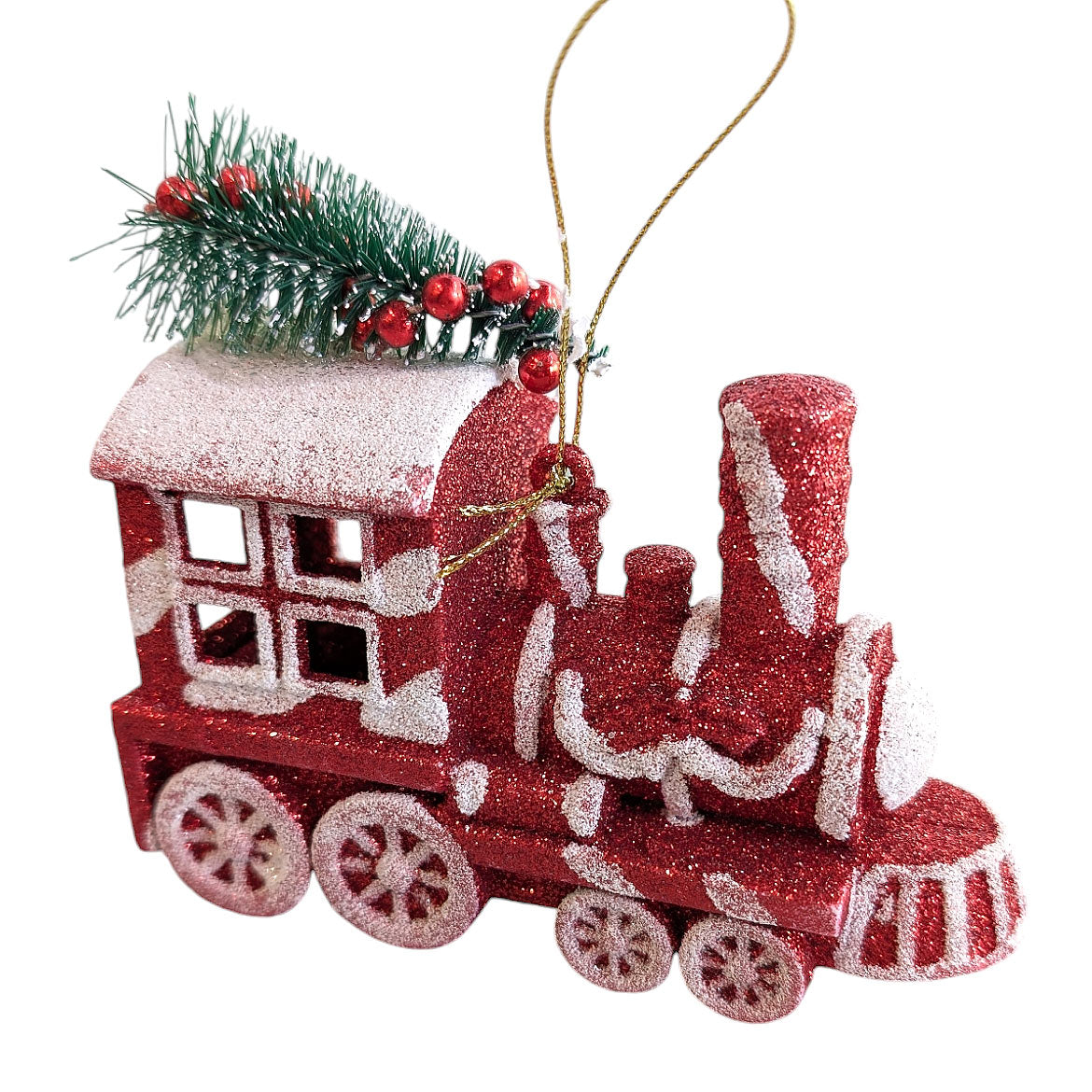 Tree Ornament - Red Glitter Train