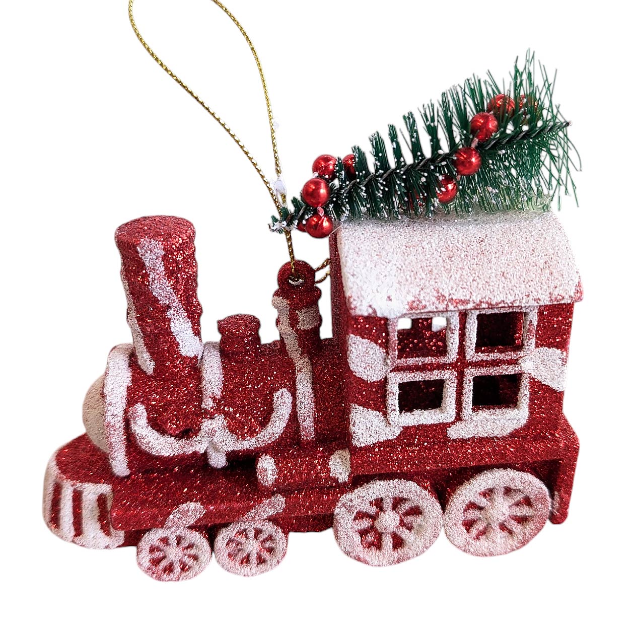 Tree Ornament - Red Glitter Train