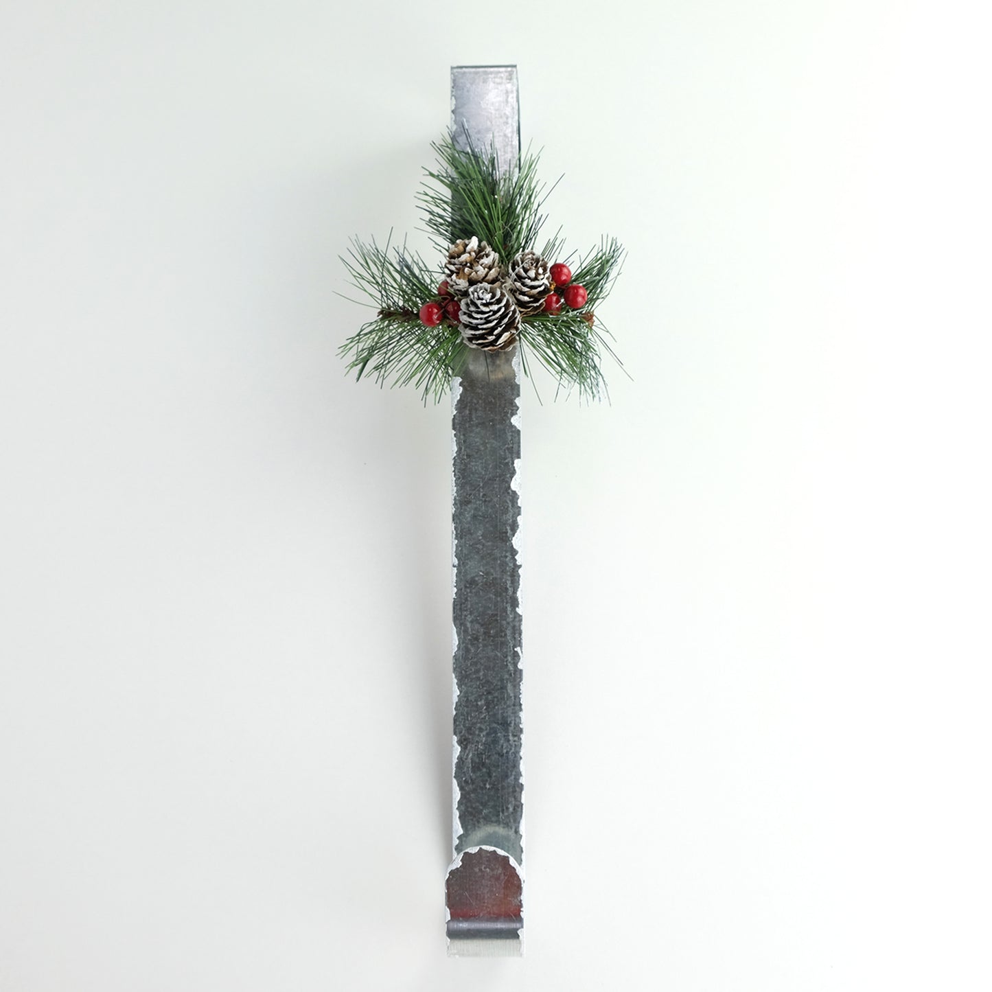 Wreath Hanger with Rustic Pine Branch and Berries