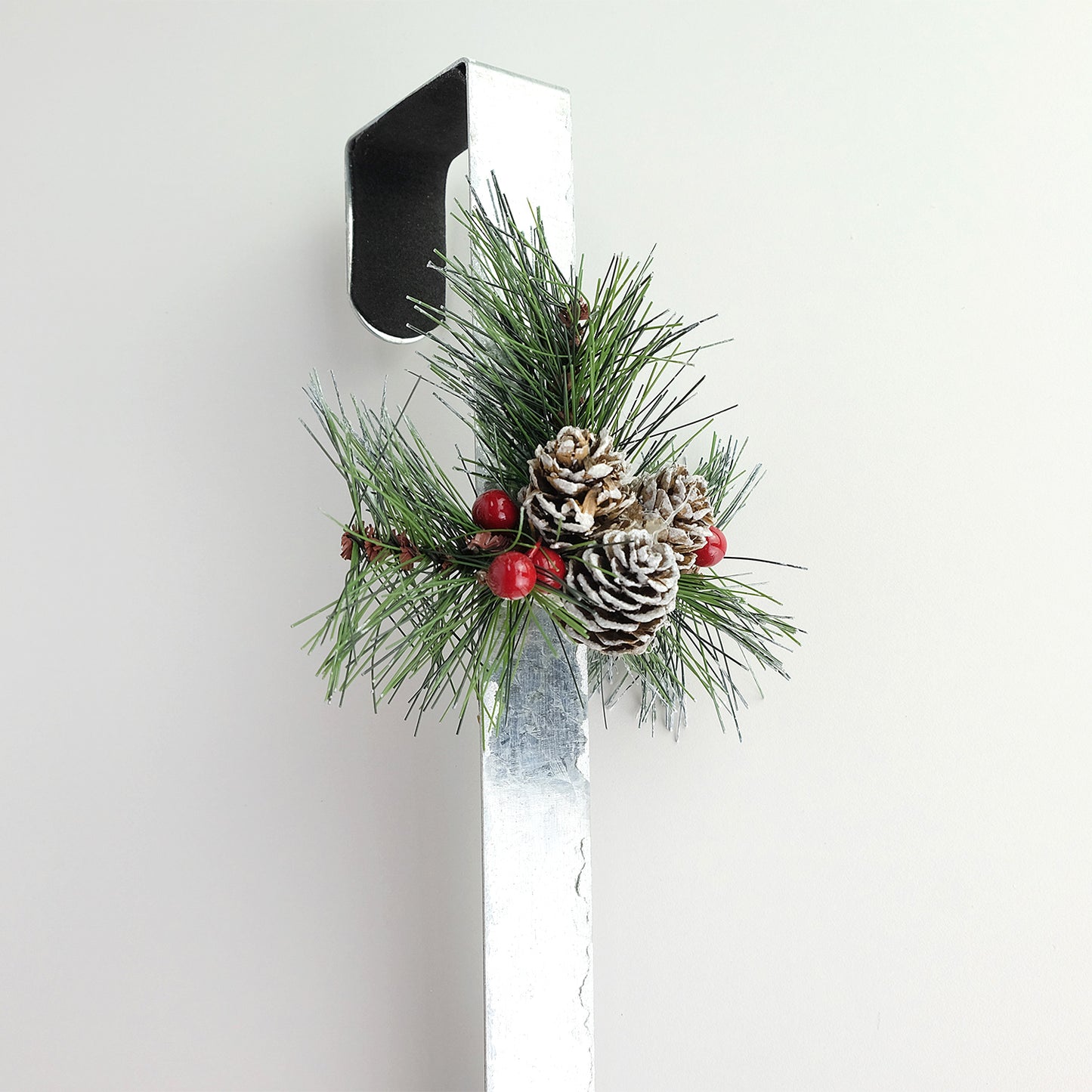 Wreath Hanger with Rustic Pine Branch and Berries