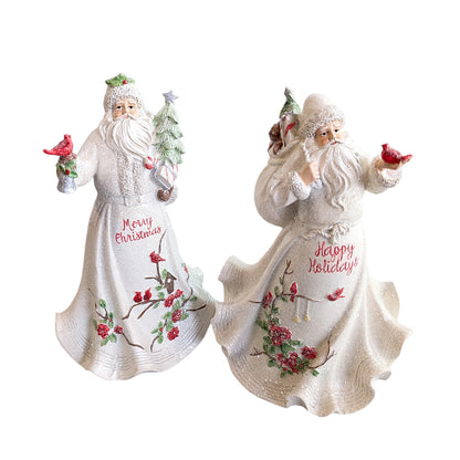 Santa White Glitter Figurines