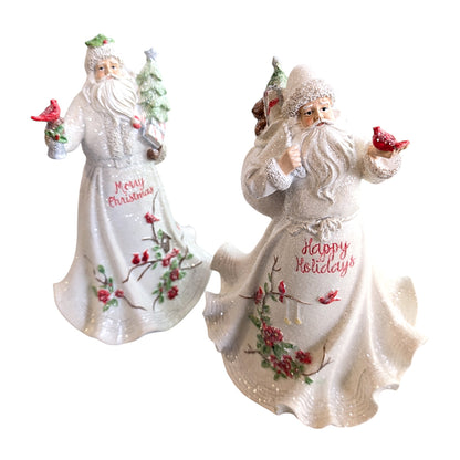 Santa White Glitter Figurines