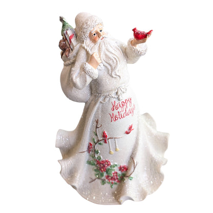 Santa White Glitter Figurines