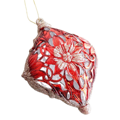 Tree Ornament - Red & Gold Diamond
